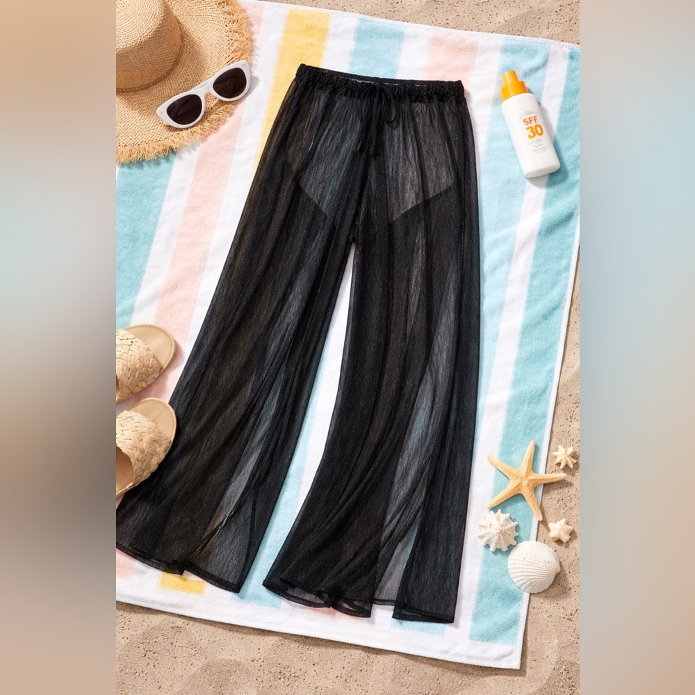 Waves To Coast Black Sheer Beach Pants
